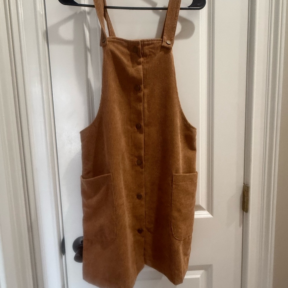 Brown Corduroy Overall Dress